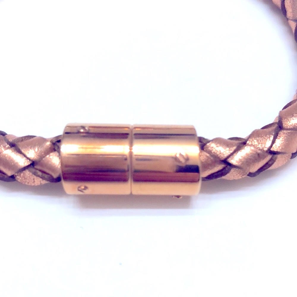 NWT MICHAEL Michael Kors Braided Leather Strap Rose Gold Tone Bracelet - Picture 3 of 9